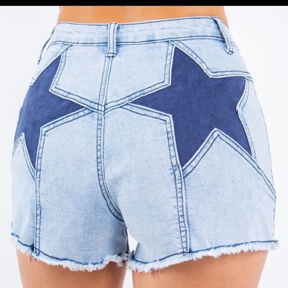 Blue denim star shorts - Picture 1 of 3